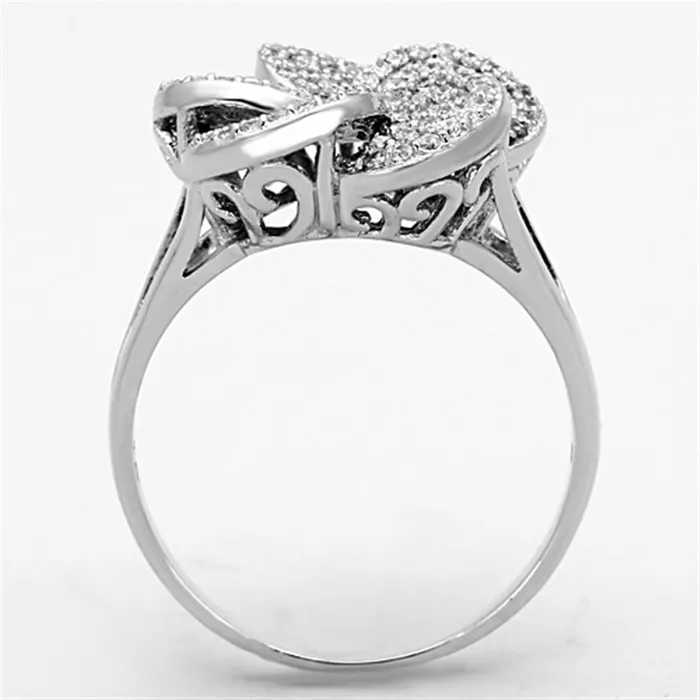 Rings Alamode TS171 Rhodium 925 Sterling Silver Ring with AAA Grade CZ in Clear