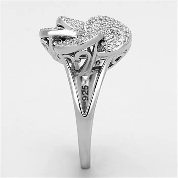 Rings Alamode TS171 Rhodium 925 Sterling Silver Ring with AAA Grade CZ in Clear
