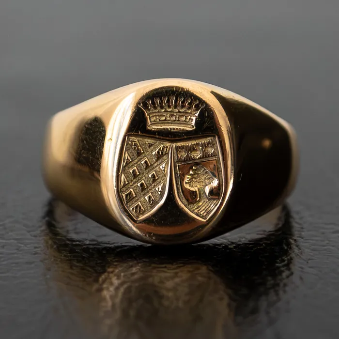 Rings Antique Vintage Jewelry Gold Double Shield Signet Ring