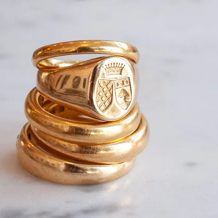 Rings Antique Vintage Jewelry Gold Double Shield Signet Ring