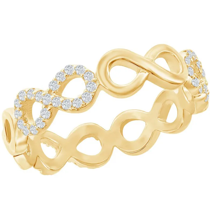 Rings Classic Classic Womens Gold Plated CZ and Infinity Ring W2736