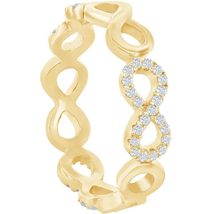 Rings Classic Classic Womens Gold Plated CZ and Infinity Ring W2736