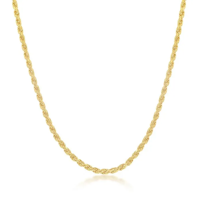 Rings Classic Sterling Silver 15mm Rope Chain Gold Plated