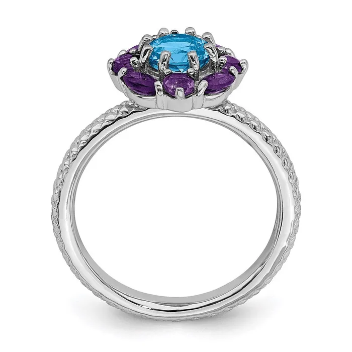 Rings Sterling Silver Stackable Expressions Amethyst and Blue Topaz Ring QSK792 Stackable Expressions Rings Sterling Silver Stackable Expressions Amethyst and Blue Topaz Ring QSK792 Stackable Expressions