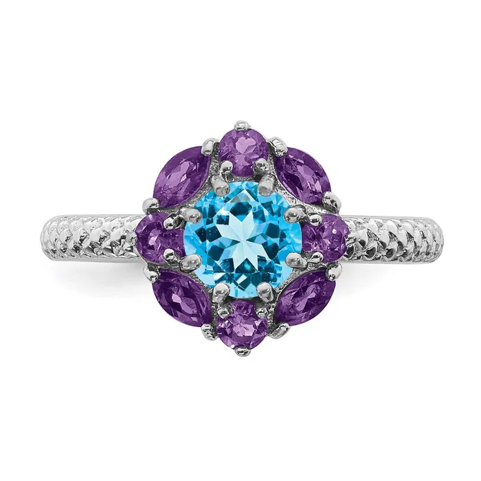 Rings Sterling Silver Stackable Expressions Amethyst and Blue Topaz Ring QSK792 Stackable Expressions Rings Sterling Silver Stackable Expressions Amethyst and Blue Topaz Ring QSK792 Stackable Expressions