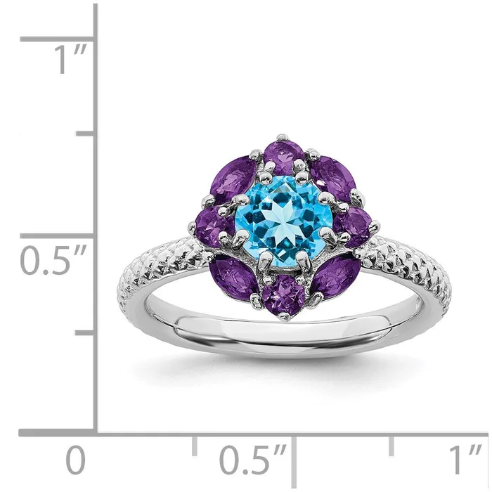 Rings Sterling Silver Stackable Expressions Amethyst and Blue Topaz Ring QSK792 Stackable Expressions Rings Sterling Silver Stackable Expressions Amethyst and Blue Topaz Ring QSK792 Stackable Expressions