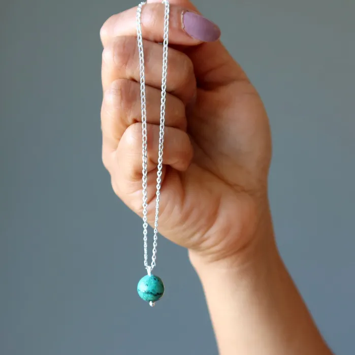 Satin Crystals Necklaces Chrysocolla Necklace Cherished Joy Sterling Silver