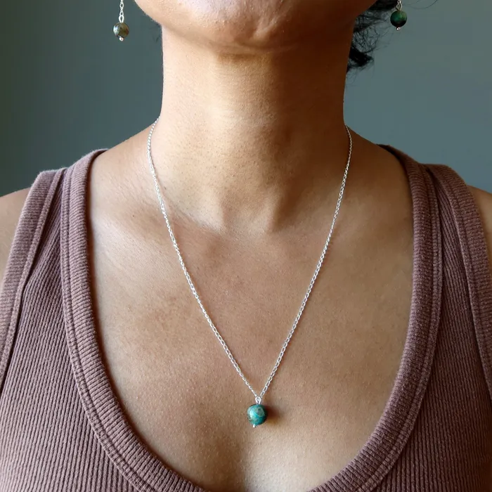 Satin Crystals Necklaces Chrysocolla Necklace Cherished Joy Sterling Silver