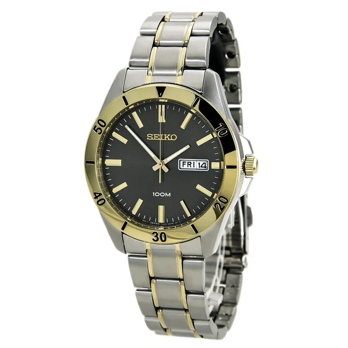 Seiko Bracelets Seiko SGGA88 Mens Grey Dial Two Tone Gold Plated Steel Bracelet Quartz Dress Watch Seiko Bracelets Seiko SGGA88 Mens Grey Dial Two Tone Gold Plated Steel Bracelet Quartz Dress Watch