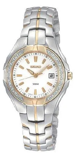 Seiko SXDB70 Womens Two Tone White Dial Diamond Watch Seiko Rings