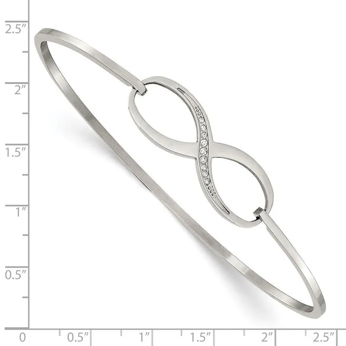 Stainless Steel Infinity Polished CZ Bangle Chisel Bracelets Stainless Steel Infinity Polished CZ Bangle Chisel Bracelets