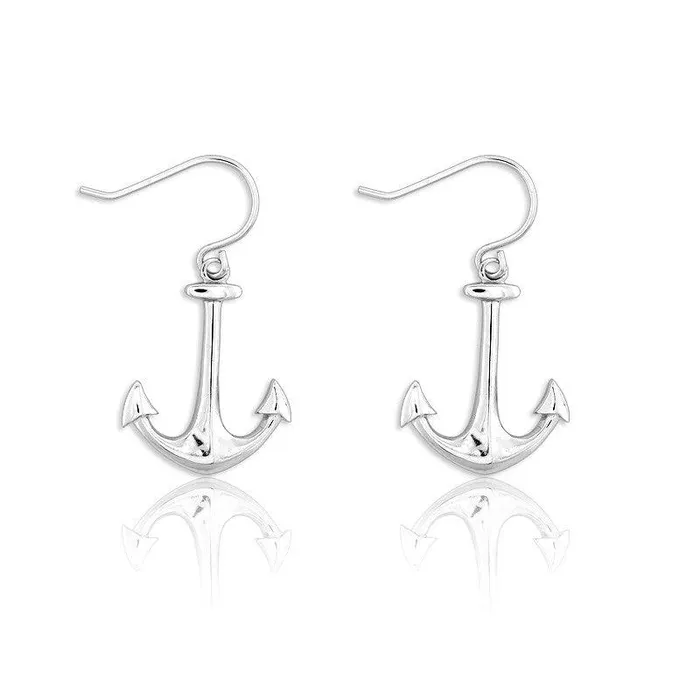 Sterling Silver Anchor Dangling Earrings Classic Earrings