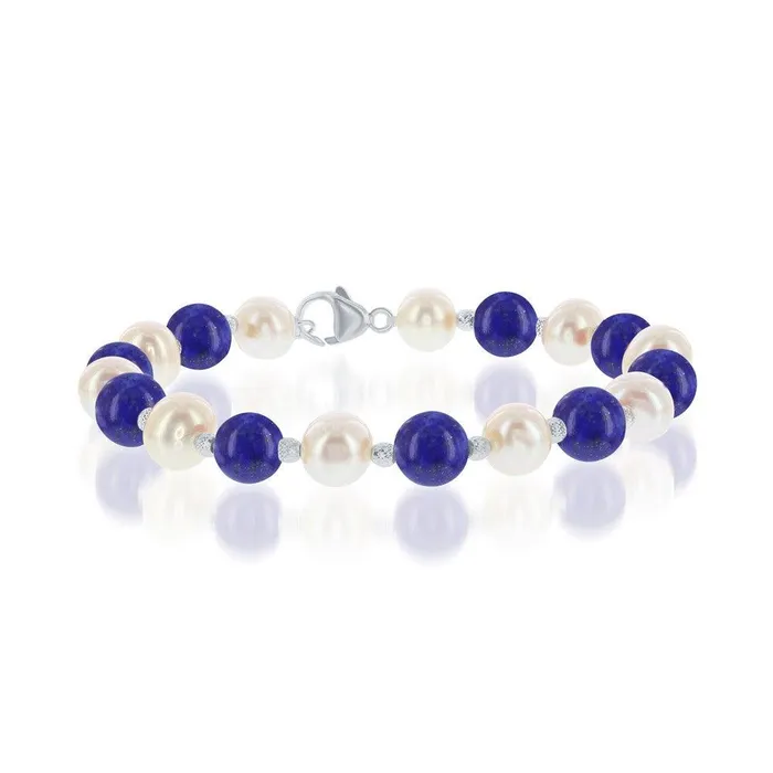 Sterling Silver FWP and Blue Lapis Alternating Bracelet 75 Classic Bracelets Sterling Silver FWP and Blue Lapis Alternating Bracelet 75 Classic Bracelets