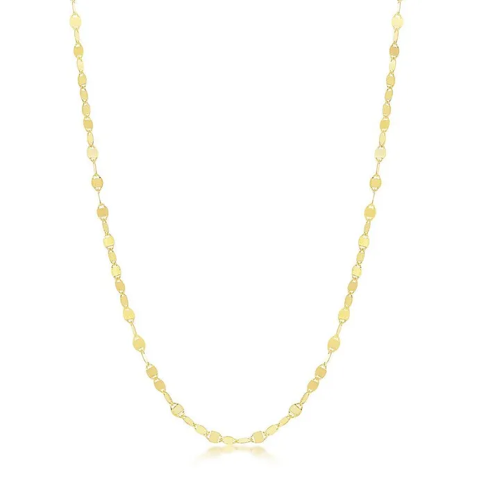 Sterling Silver Gold Plated Flat Mirror Oval Chain 20 Classic Rings