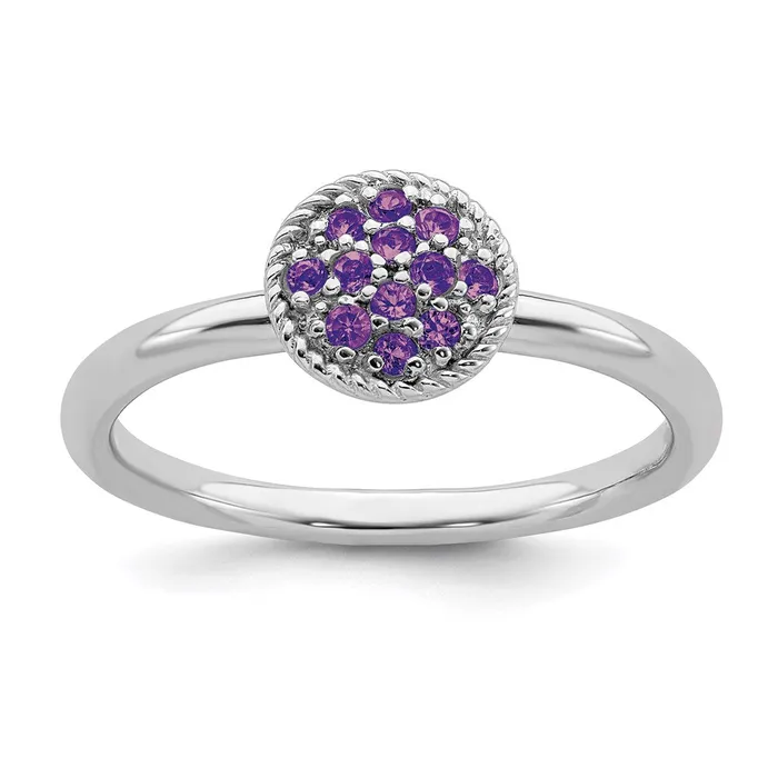 Sterling Silver Stackable Expressions Amethyst Rhodium Ring QSK319 Stackable Expressions Rings Sterling Silver Stackable Expressions Amethyst Rhodium Ring QSK319 Stackable Expressions Rings