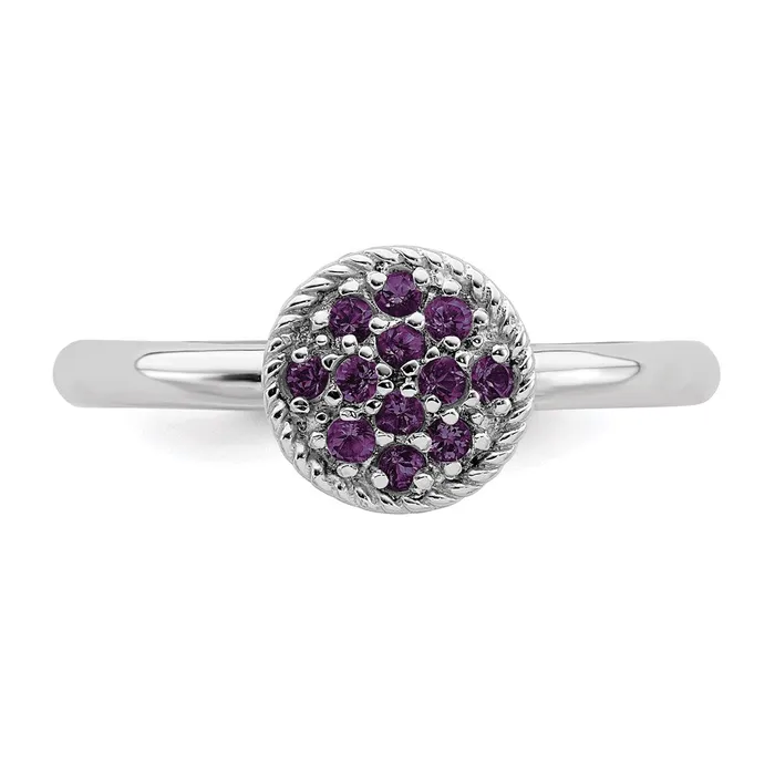 Sterling Silver Stackable Expressions Amethyst Rhodium Ring QSK319 Stackable Expressions Rings Sterling Silver Stackable Expressions Amethyst Rhodium Ring QSK319 Stackable Expressions Rings