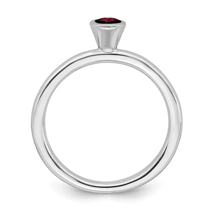Sterling Silver Stackable Expressions High 4mm Round Garnet Ring QSK458 Stackable Expressions Rings Sterling Silver Stackable Expressions High 4mm Round Garnet Ring QSK458 Stackable Expressions Rings