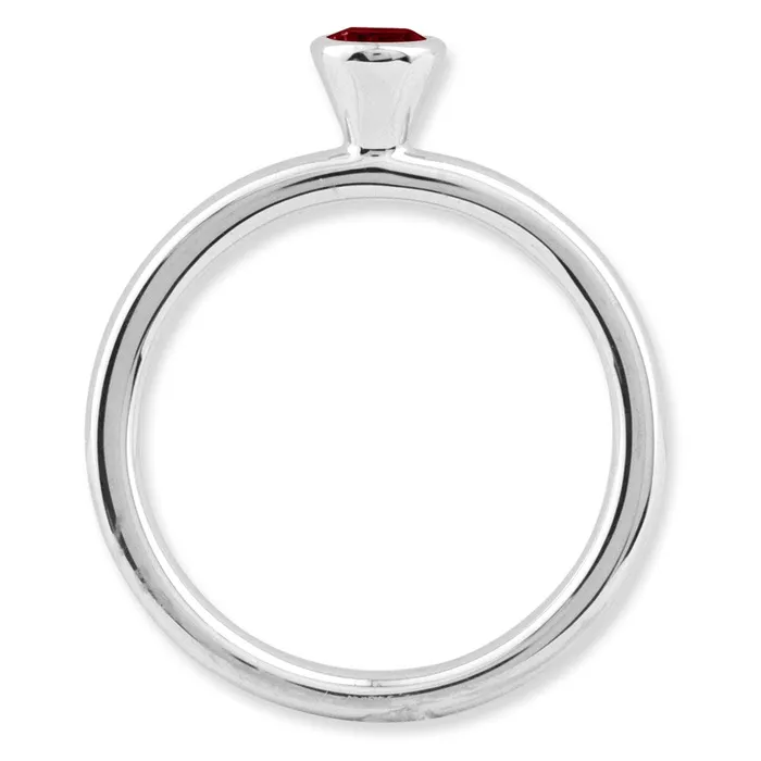 Sterling Silver Stackable Expressions High 4mm Round Garnet Ring QSK458 Stackable Expressions Rings Sterling Silver Stackable Expressions High 4mm Round Garnet Ring QSK458 Stackable Expressions Rings
