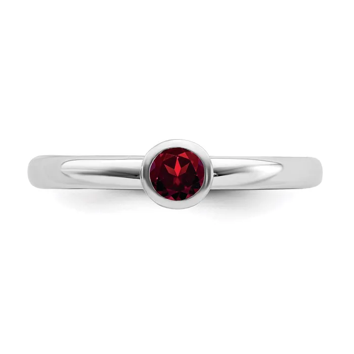 Sterling Silver Stackable Expressions High 4mm Round Garnet Ring QSK458 Stackable Expressions Rings Sterling Silver Stackable Expressions High 4mm Round Garnet Ring QSK458 Stackable Expressions Rings