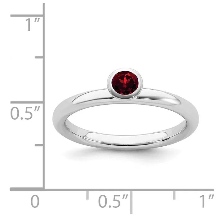 Sterling Silver Stackable Expressions High 4mm Round Garnet Ring QSK458 Stackable Expressions Rings Sterling Silver Stackable Expressions High 4mm Round Garnet Ring QSK458 Stackable Expressions Rings