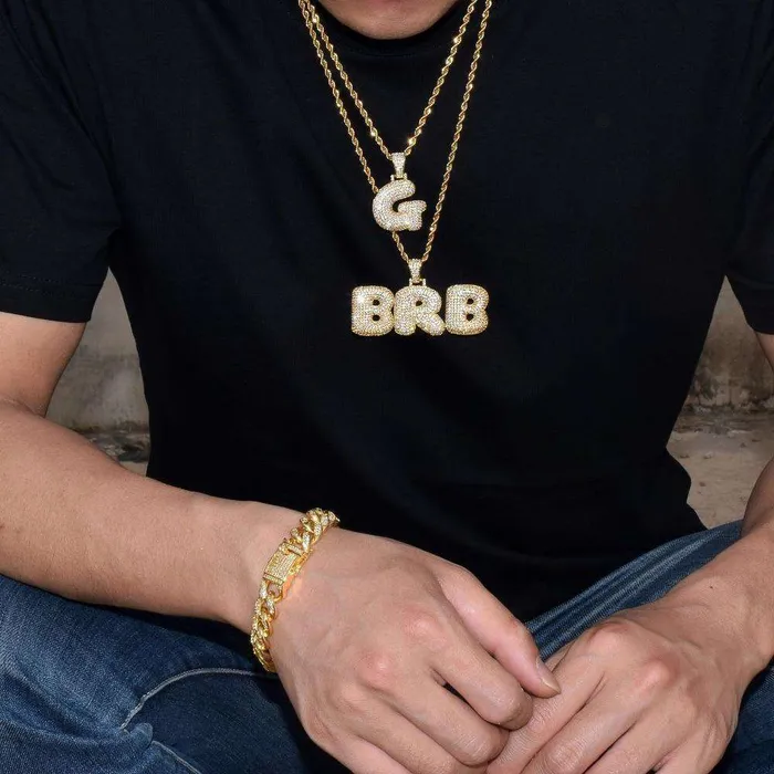 VVS Jewelry Necklaces Custom Bubble Name or Letter Necklace Personalized Jewelry for Men Women