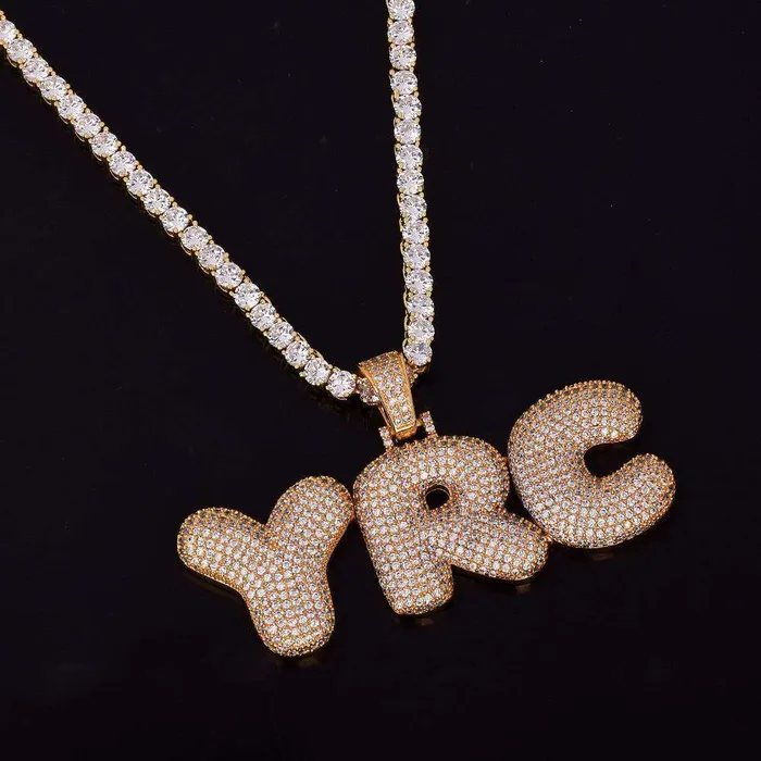VVS Jewelry Necklaces Custom Bubble Name or Letter Necklace Personalized Jewelry for Men Women