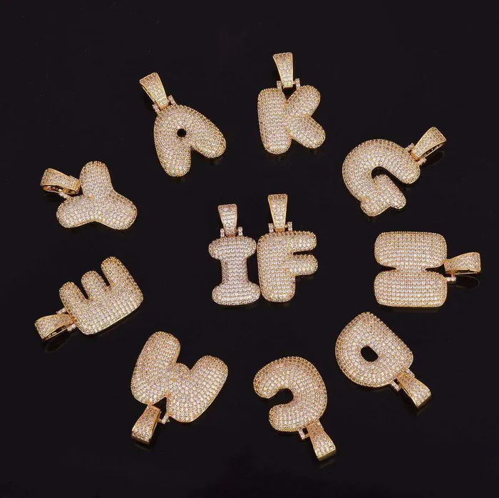 VVS Jewelry Necklaces Custom Bubble Name or Letter Necklace Personalized Jewelry for Men Women