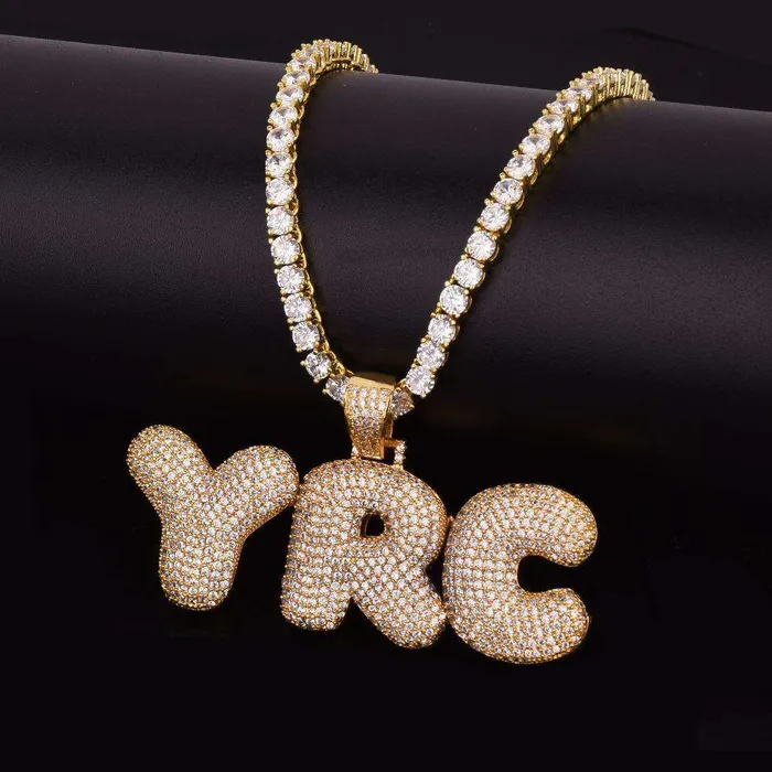 VVS Jewelry Necklaces Custom Bubble Name or Letter Necklace Personalized Jewelry for Men Women