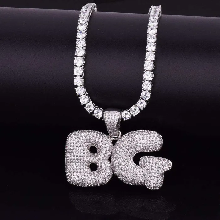 VVS Jewelry Necklaces Custom Bubble Name or Letter Necklace Personalized Jewelry for Men Women