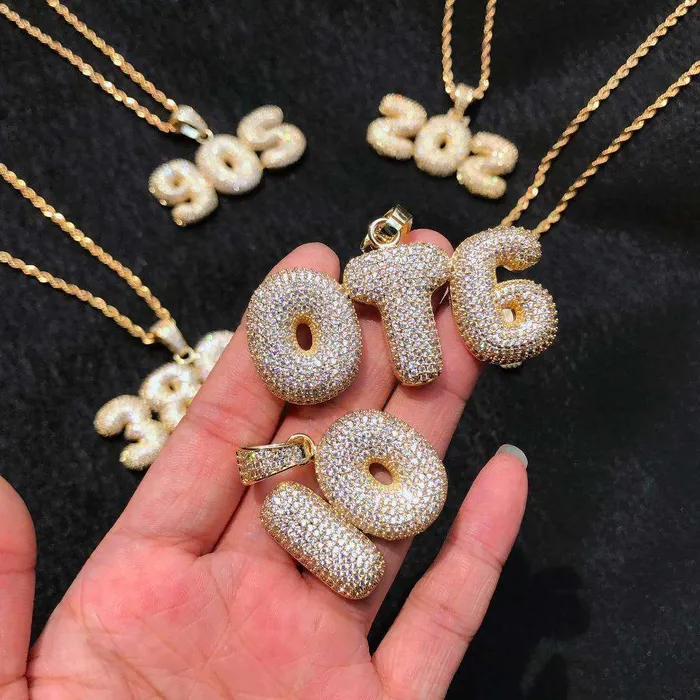 VVS Jewelry Necklaces Custom Bubble Name or Letter Necklace Personalized Jewelry for Men Women