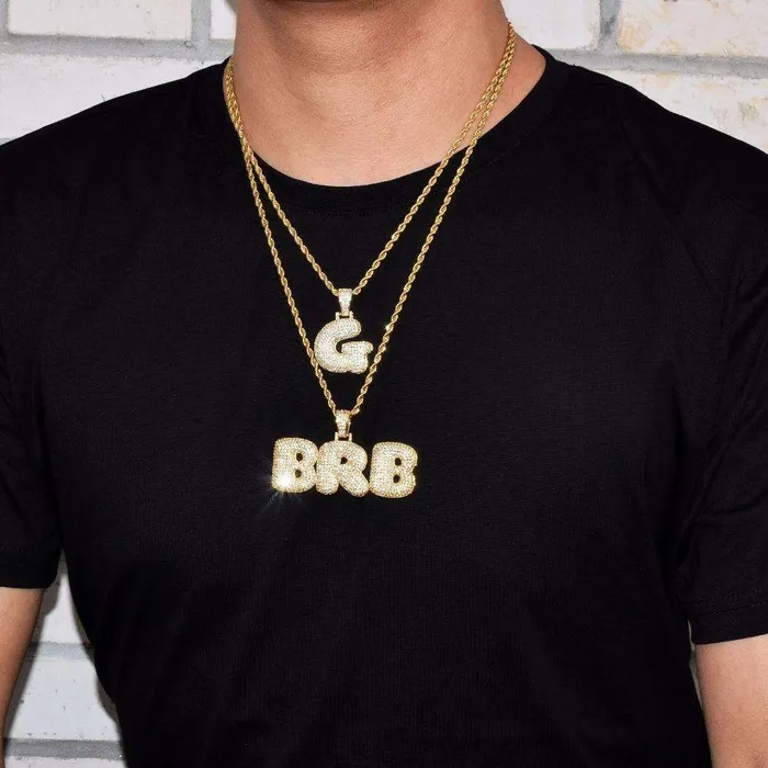VVS Jewelry Necklaces Custom Bubble Name or Letter Necklace Personalized Jewelry for Men Women