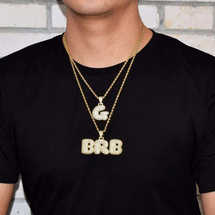 VVS Jewelry Necklaces Custom Bubble Name or Letter Necklace Personalized Jewelry for Men Women