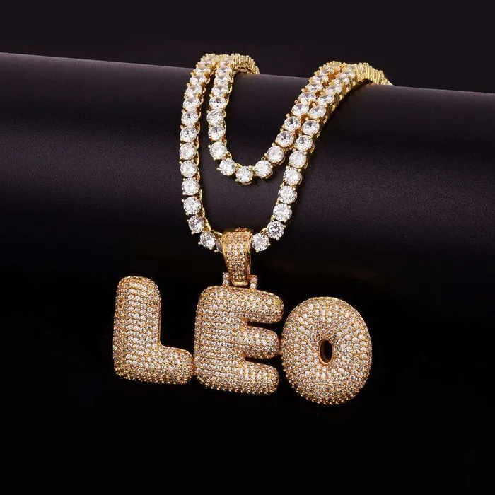 VVS Jewelry Necklaces Custom Bubble Name or Letter Necklace Personalized Jewelry for Men Women