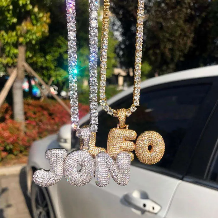 VVS Jewelry Necklaces Custom Bubble Name or Letter Necklace Personalized Jewelry for Men Women
