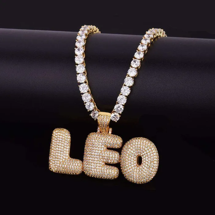 VVS Jewelry Necklaces Custom Bubble Name or Letter Necklace Personalized Jewelry for Men Women