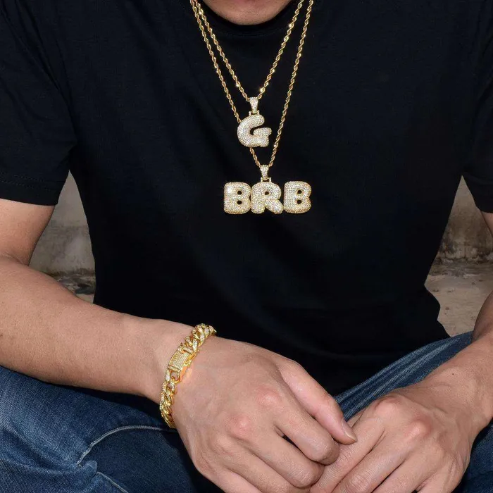 VVS Jewelry Necklaces Custom Bubble Name or Letter Necklace Personalized Jewelry for Men Women
