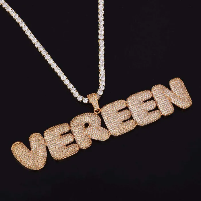 VVS Jewelry Necklaces Custom Bubble Name or Letter Necklace Personalized Jewelry for Men Women