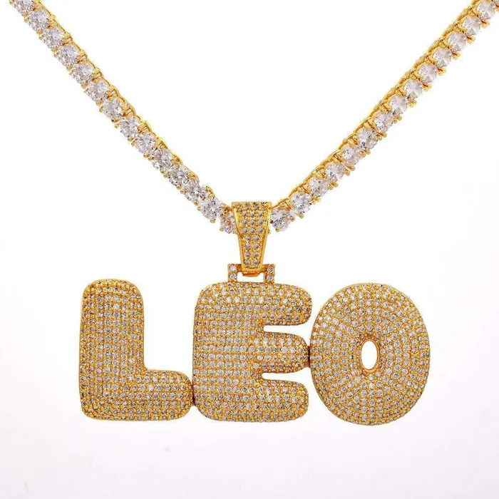 VVS Jewelry Necklaces Custom Bubble Name or Letter Necklace Personalized Jewelry for Men Women