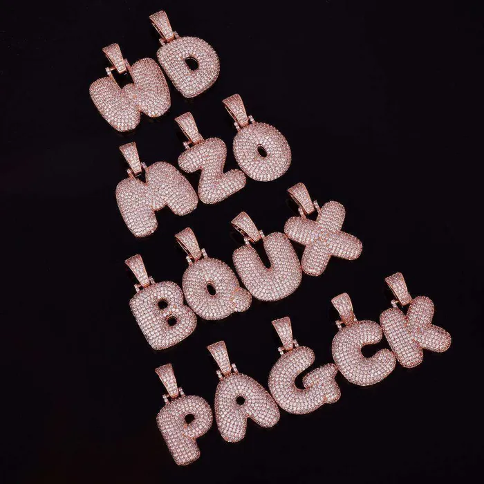 VVS Jewelry Necklaces Custom Bubble Name or Letter Necklace Personalized Jewelry for Men Women