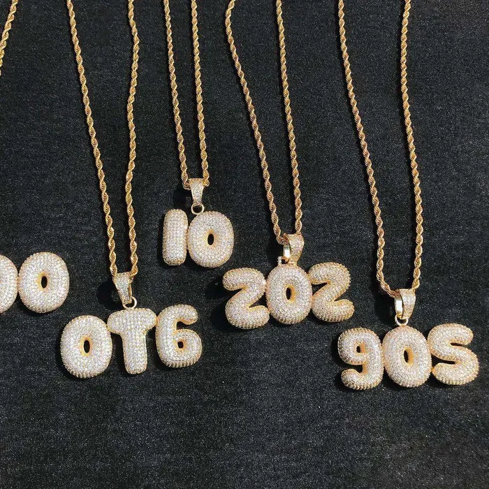 VVS Jewelry Necklaces Custom Bubble Name or Letter Necklace Personalized Jewelry for Men Women