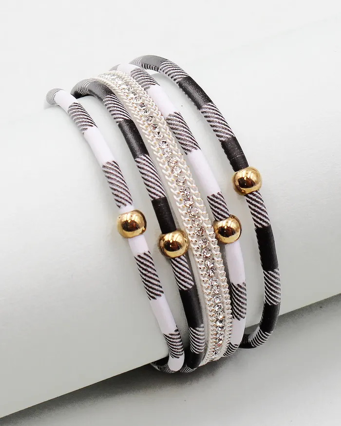 120722 Bracelets Plaid Print Layered Magnetic Link Bracelet 120722 Bracelets Plaid Print Layered Magnetic Link Bracelet