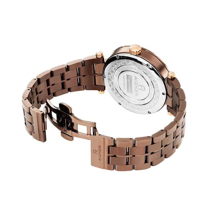 Aigner Bracelets Aigner Vigevano Gents Brown Pattner Dial Brown With Rose Gold Stainless Steel watch