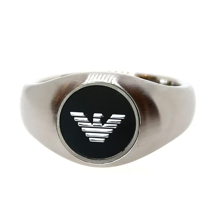 Armani MenS Ring Stainless Steel Silver With Black Circle On Top Brand Logo Size 115 Armani Rings Armani MenS Ring Stainless Steel Silver With Black Circle On Top Brand Logo Size 115 Armani Rings