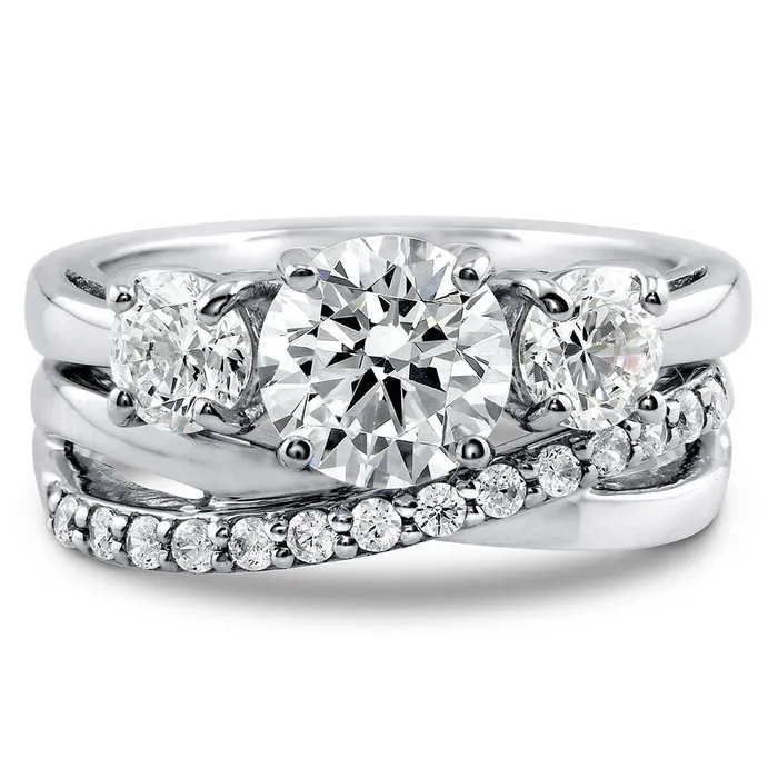 BERRICLE 3Stone Infinity 125ct CZ Ring Set in Sterling Silver Rings
