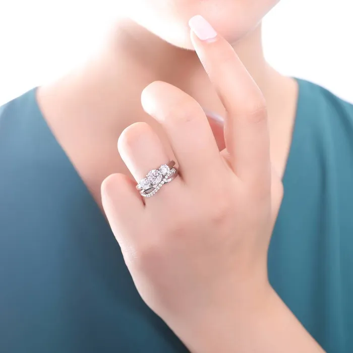 BERRICLE 3Stone Infinity 125ct CZ Ring Set in Sterling Silver Rings