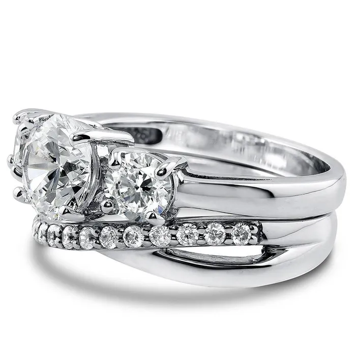 BERRICLE 3Stone Infinity 125ct CZ Ring Set in Sterling Silver Rings