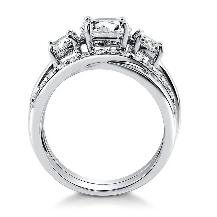 BERRICLE 3Stone Infinity 125ct CZ Ring Set in Sterling Silver Rings