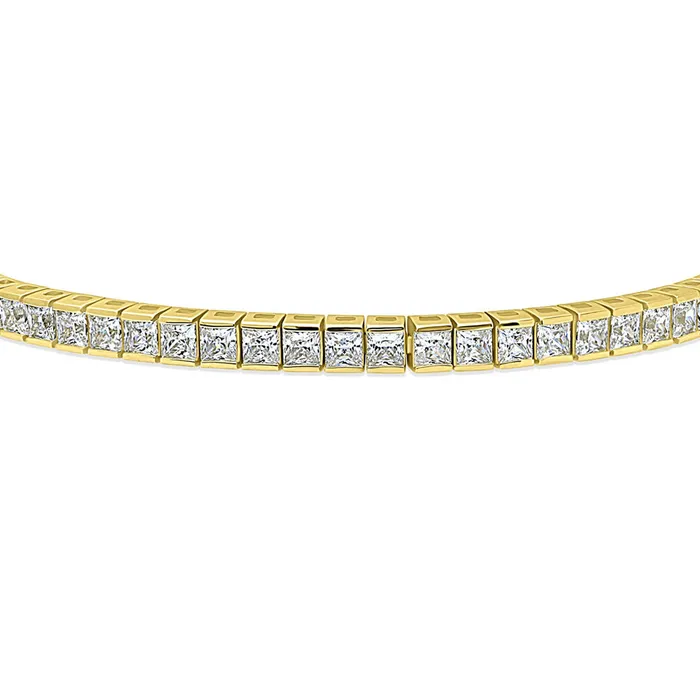 BERRICLE Bracelets Bar Princess CZ Tennis Bracelet in Gold Flashed Sterling Silver