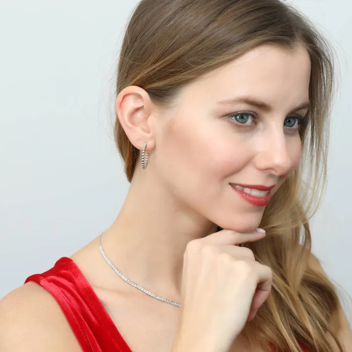 BERRICLE Earrings Bead Medium Hoop Earrings in Sterling Silver 093
