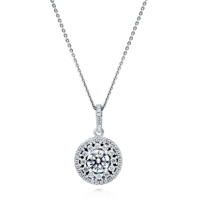 BERRICLE Necklaces Halo Flower CZ Necklace in Sterling Silver